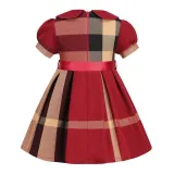 Toddler Girls Doll Collar Short Sleeve Bowknot Belt A-line Dress