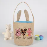 Easter Bunny Ears Canvas Bag Happy Easter Happy Easter Peace Love Easter Round Bottom Handbag