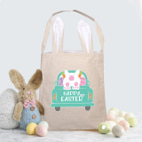 Easter Bunny Ears Canvas Bag Happy Easter Happy Easter Rabbit Car Square Bottom Handbag