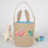 Easter Bunny Ears Canvas Bag Happy Easter Happy Easter Love Egg Round Bottom Handbag