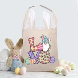 Easter Bunny Ears Canvas Bag Happy Easter Happy Easter Love Square Bottom Handbag