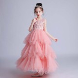 Toddler Girls Sleeveless Embroidery Formal Gowns Puffy Dress