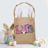 Easter Bunny Ears Canvas Bag Happy Easter Happy Easter Love Rabbit Square Bottom Handbag