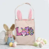 Easter Bunny Ears Canvas Bag Happy Easter Happy Easter Love Rabbit Square Bottom Handbag