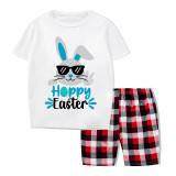 Matching Easter Family Pajamas Happy Easter Bunny With Glasses White Pajamas Set