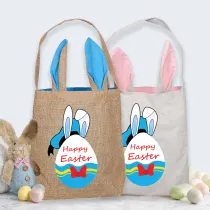 Easter Bunny Ears Canvas Bag Happy Easter Happy Easter Cartoon Duck Square Bottom Handbag