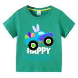 Easter Day Kids T-shirts Happy Easter Eggs Rabbit Ear Car T-shirts For Boys And Girls