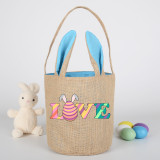 Easter Bunny Ears Canvas Bag Happy Easter Happy Easter Love Egg Round Bottom Handbag