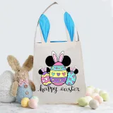 Easter Bunny Ears Canvas Bag Happy Easter Happy Easter Cartoon Mouse Eggs Square Bottom Handbag