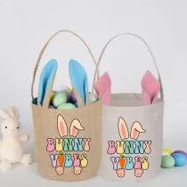 Easter Bunny Ears Canvas Bag Happy Easter Happy Easter Bunny Vibes Round Bottom Handbag