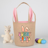 Easter Bunny Ears Canvas Bag Happy Easter Happy Easter Bunny Vibes Round Bottom Handbag