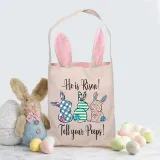 Easter Bunny Ears Canvas Bag Happy Easter Happy Easter He Is Risen Tell Your Peeps Square Bottom Handbag