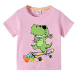 Happy Easter Day Skating Dinosaur Eggs Kids T-shirts