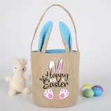 Easter Bunny Ears Canvas Bag Happy Easter Happy Easter Love Rabbit Round Bottom Handbag