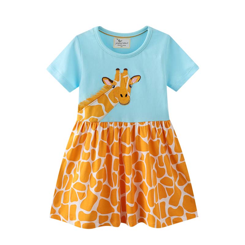 Toddler Girls Short Sleeve Giraffe Prints A-line Casual Dress