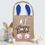 Easter Bunny Ears Canvas Bag Happy Easter Happy Easter Love Rabbit Square Bottom Handbag