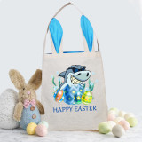 Easter Bunny Ears Canvas Bag Happy Easter Happy Easter Eggs Shark Square Bottom Handbag