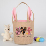 Easter Bunny Ears Canvas Bag Happy Easter Happy Easter Peace Love Easter Round Bottom Handbag