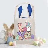 Easter Bunny Ears Canvas Bag Happy Easter Happy Easter Love Square Bottom Handbag