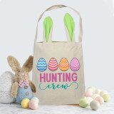 Easter Bunny Ears Canvas Bag Happy Easter Happy Easter Egg Hunting Crew Square Bottom Handbag