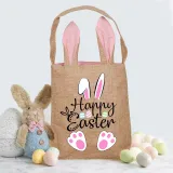 Easter Bunny Ears Canvas Bag Happy Easter Happy Easter Love Rabbit Square Bottom Handbag