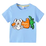 Easter Day Happy Easter Bunny Eat Carrot T-shirts For Boys And Girls