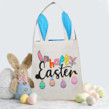Easter Bunny Ears Canvas Bag Happy Easter Happy Easter Eggs Square Bottom Handbag