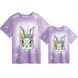Mommy and Me Matching Clothing Top Happy Easter Cute Rabbit Colorful Tie Dyed Family T-shirts