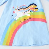 Toddler Girls Long Sleeve Rainbow Unicorn Be Magic A-line Casual Dress