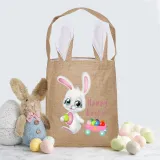 Easter Bunny Ears Canvas Bag Happy Easter Happy Easter Bunny Eggs Square Bottom Handbag