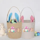 Easter Bunny Ears Canvas Bag Happy Easter Happy Easter Love Gnomies Round Bottom Handbag