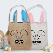 Easter Bunny Ears Canvas Bag Happy Easter Happy Easter Square Hip Hop Rabbit With Glasses Square Bottom Handbag
