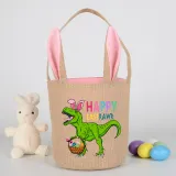 Easter Bunny Ears Canvas Bag Happy Easter Happy Easter Happy Eastrawr Dinosaur Round Bottom Handbag