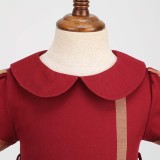 Toddler Girls Doll Collar Short Sleeve Bowknot Belt A-line Dress