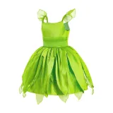 Toddler Girls Flying Sleeve Green Costumes Princess Dress with Butterfly Wings