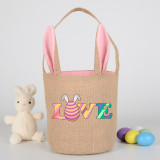 Easter Bunny Ears Canvas Bag Happy Easter Happy Easter Love Egg Round Bottom Handbag