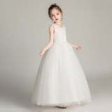 Girls Sleeveless Embroidery Formal Pageant Gowns Dress