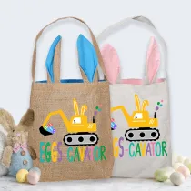 Easter Bunny Ears Canvas Bag Happy Easter Happy Easter Eggs Cavator Square Bottom Handbag