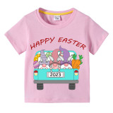Easter Day Kids Top T-shirts Happy Easter Gnomies Car T-shirts For Boys And Girls