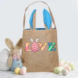 Easter Bunny Ears Canvas Bag Happy Easter Happy Easter Love Egg Square Bottom Handbag