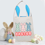 Easter Bunny Ears Canvas Bag Happy Easter Happy Easter Plaids Bunny Square Bottom Handbag