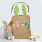 Easter Bunny Ears Canvas Bag Happy Easter Happy Easter Love Egg Square Bottom Handbag