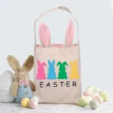 Easter Bunny Ears Canvas Bag Happy Easter Happy Easter Colorful Bunny Square Bottom Handbag