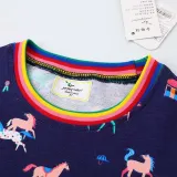 Toddler Girls Short Sleeve Cartoon Animals Pony Horse Prints A-line Casual Dress
