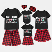 Matching Easter Family Pajamas Happy Easter Egg Hunt Squad Black Pajamas Set