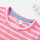 Toddler Girls Short Sleeve Striped Cartoon Flower Pony Prints A-line Casual Dress