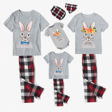 Matching Easter Family Pajamas Happy Easter Tie Flower Bunny Gray Pajamas Set