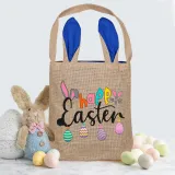 Easter Bunny Ears Canvas Bag Happy Easter Happy Easter Eggs Square Bottom Handbag