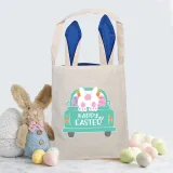 Easter Bunny Ears Canvas Bag Happy Easter Happy Easter Rabbit Car Square Bottom Handbag