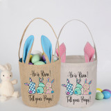 Easter Bunny Ears Canvas Bag Happy Easter Happy Easter He Is Risen Tell Your Peeps Round Bottom Handbag